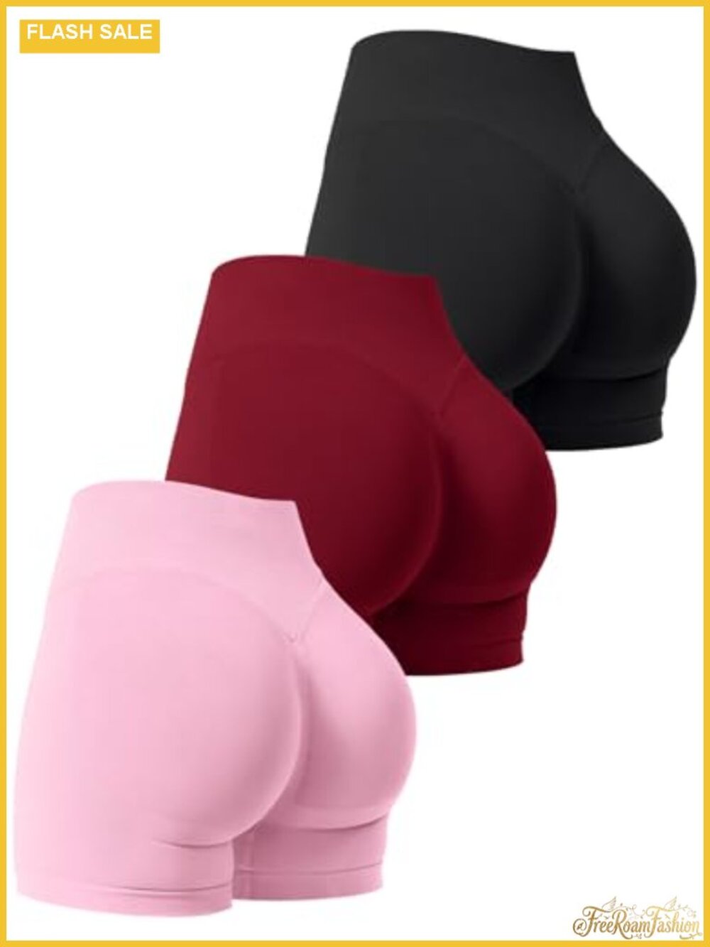 3 Pack Scrunch Butt Lifting Seamless High Waist Workout Shorts